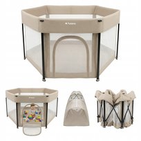 Kojec plac zabaw Tulano Cozy 30 Beige, 125x125 cm, dla dzieci od 6 do 36 miesięcy, Suchy basen, Składany, Plac zabaw, Beżowy