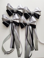 Kokardy dekoracja samochodu państwa młodych - czarne srebrne - MyPerfectDay