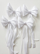 Kokardy do dekoracji samochodu - 4 sztuki (białe) - MyPerfectDay