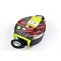 Koko - Garnek Kamienny - Z Pokrywą - Black Stone - 20 cm