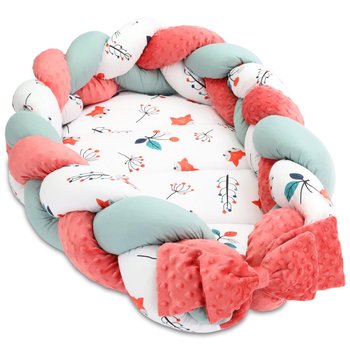 Kokon niemowlęcy - Gniazdo przytulanka zestaw z poduszką warkocz składany dwustronny kokon dla noworodków 75X45 cm, Liski - Totsy Baby
