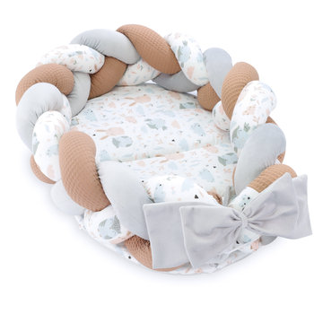 Kokon niemowlęcy - Gniazdo przytulanka zestaw z poduszką warkocz składany dwustronny kokon dla noworodków 75X45 cm - Amazinggirl