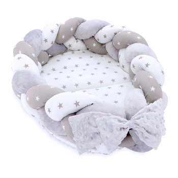 Kokon niemowlęcy - Gniazdo przytulanka zestaw z poduszką warkocz składany dwustronny kokon dla noworodków 75X45 cm - Amazinggirl