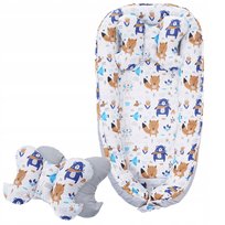 Kokon Niemowlęcy Gniazdo z Poduszka Antyalergiczna Motylek Misie Niebieskie