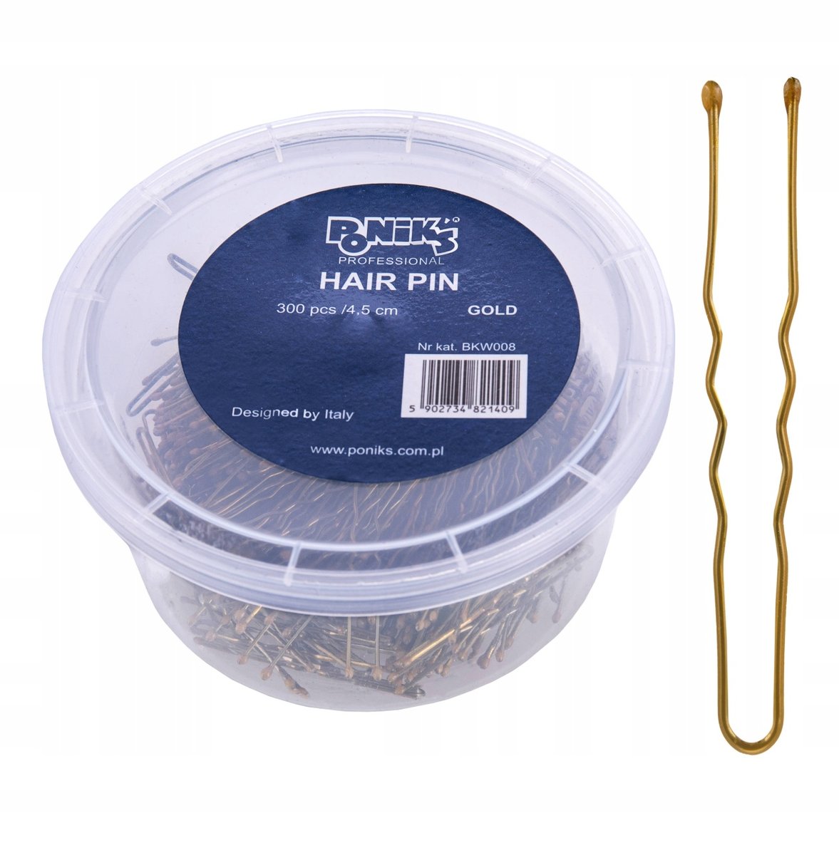 Kokówki Fryzjerskie Do Włosów Złote Z Kulką 300 SZTUK 4,5cm-Zdjęcie-0