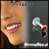 KOLCZYK DO BRODY LABRET(bioplast) KÓŁKO różne kolory CZERWONY [LA-155]-dł. pręta 8mm Inna marka