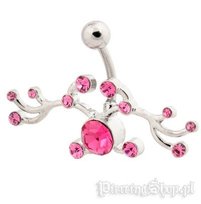 kolczyk do pępka ORNAMENT różowe kryształki [BST679]-dł. pręta 10mm Inna marka