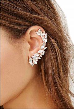 Kolczyk Lewy Nausznica Listki Cyrkonie Złoty - Inna marka