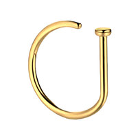 Kolczyk PIERCING do nosa typu D-ring złoty Dring Nostril Kółko TYTAN 1.0/8 Bizu