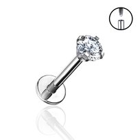 Kolczyk Tytanowy Labret z cyrkonią 1,2/10/3 Bizu