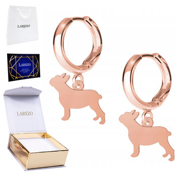 Kolczyki Buldog Pies Dog różowe złoto 925 - Inna marka