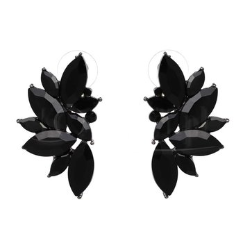 KOLCZYKI czarne skrzydła kwiaty kolory cyrkonie - KOKONET