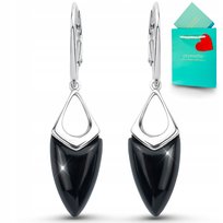 Kolczyki czarny kamień onyks srebrne z onyksem długie srebro 925