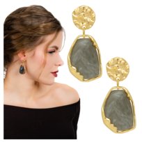Kolczyki Długie Wiszące Złote Szare w Stylu Vintage Lekkie i Eleganckie Lilove