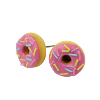 Kolczyki donuty różową polewą i posypką - Sweet Muffins