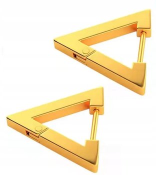 Kolczyki geometryczne trójkąty złote 16 mm stal chirurgiczna - Nefryt