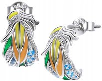 Kolczyki Kolorowe Piórka Srebro próby S925