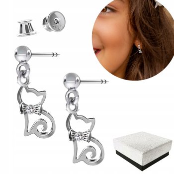 Kolczyki Kotki dla Dziewczynki Kolczyki dla Dziecka Kot Kotek Srebro 925 - Aurora