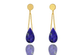 Kolczyki Lapis Lazuli Krople [Materiał: złoto 585] - Brazi Druse Jewelry