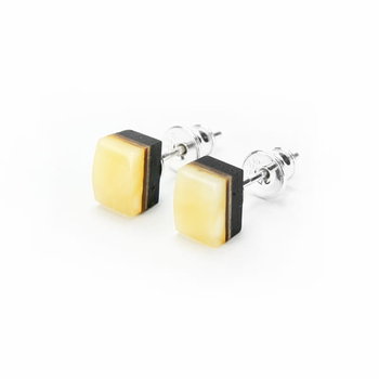 Kolczyki na sztyft srebrne z bursztynem i czarnym dębem - Galeria Bursztyn Tadeusz Dobkowski