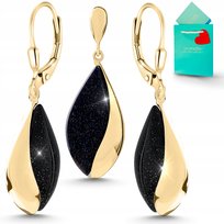 Kolczyki noc kairu wisiorek biżuteria komplet srebrne pozłacane złote 925