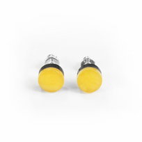 Kolczyki okrągłe z bursztynem srebrem i czarnym dębem 6341