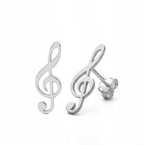 Kolczyki piny klucz wiolinowy srebrne rodowane