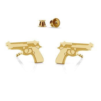 Kolczyki pistolet beretta, srebro 925 : Srebro - kolor pokrycia - Pokrycie żółtym 18K złotem - GIORRE