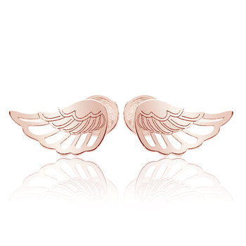 Kolczyki skrzydła sztyft złocenie różowe - Astyle