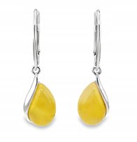 Kolczyki srebrne 925 z BURSZTYNEM mlecznym żółtym zapięcie Angielskie