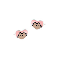 Kolczyki srebrne 925 z emalią Kotek Pusheen Serduszko dla małej damy PREZENT Monilu
