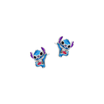 Kolczyki srebrne 925 z emalią Stich dla małej damy PREZENT - Monilu