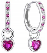 Kolczyki srebrne dla dziewczynki kółka z serduszkami srebro próba 925