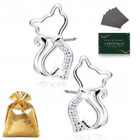 Kolczyki Srebrne Dla Dziewczynki Kotki Z Cyrkoniami 925 Prezent