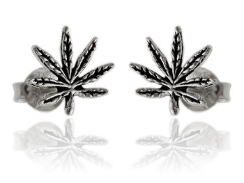 Kolczyki srebrne liście marihuany k3103 - FALANA
