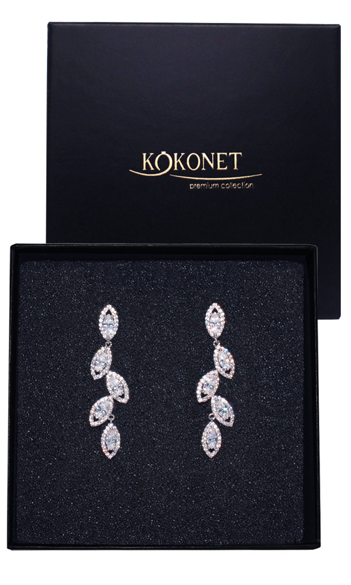Kolczyki Srebrne LISTKI Cyrkonie lubne BOHO Ro linne Eleganckie kolczyki-srebrne-listki-cyrkonie-lubne-boho-ro-linne-eleganckie