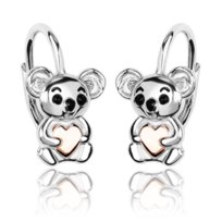Kolczyki srebrne Miś Koala dla dziewczynki dzieci angielskie 925 Golden Rose Alola