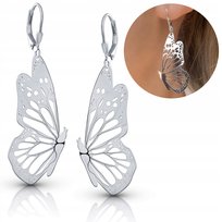 Kolczyki srebrne wiszące przepiękne motyle 925