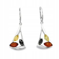 Kolczyki srebrne z BURSZTYNEM 925 zapięcie Angielskie piękne trójkąty