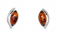 Kolczyki Srebrne z Bursztynem Koniak Sztyfty Srebro Wkrętki Eleganckie