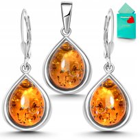 Kolczyki srebrne z bursztynem wisiorek biżuteria bursztyn bałtycki srebro