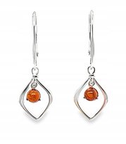 Kolczyki srebrne z BURSZTYNEM zapięcie angielskie drobne KONIAKOWY