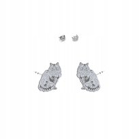 Kolczyki Srebrne z Kotem Norsk Skogkatt 925 Biżuteria Kobieta DEDYKACJA Mejk Jewellery
