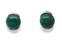 Kolczyki srebrne z naturalnym MALACHITEM SZTYFTY SREBRO 925 WKRĘTKI FILM