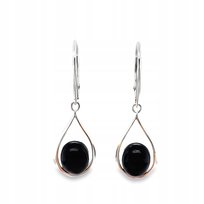 Kolczyki srebrne z naturalnym onyksem SREBRO 925 angielskie