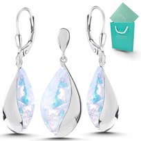 Kolczyki srebrne z opalem wisiorek zawieszka biżuteria komplet srebrny 925