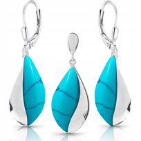 Kolczyki srebrne z turkusem biżuteria wisiorek zawieszka turkus srebro 925