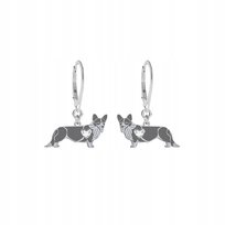 Kolczyki Srebrne z Welsh Corgi Cardigan 925 Biżuteria Prezent GRAWER GRATIS