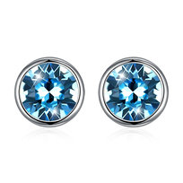 Kolczyki SREBRO 925 błękitne cyrkonie Swarovski Sfera Damska