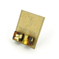 Kolczyki srebro 925 bursztyn czarny dąb na sztyft mozaika kwadraty 6271